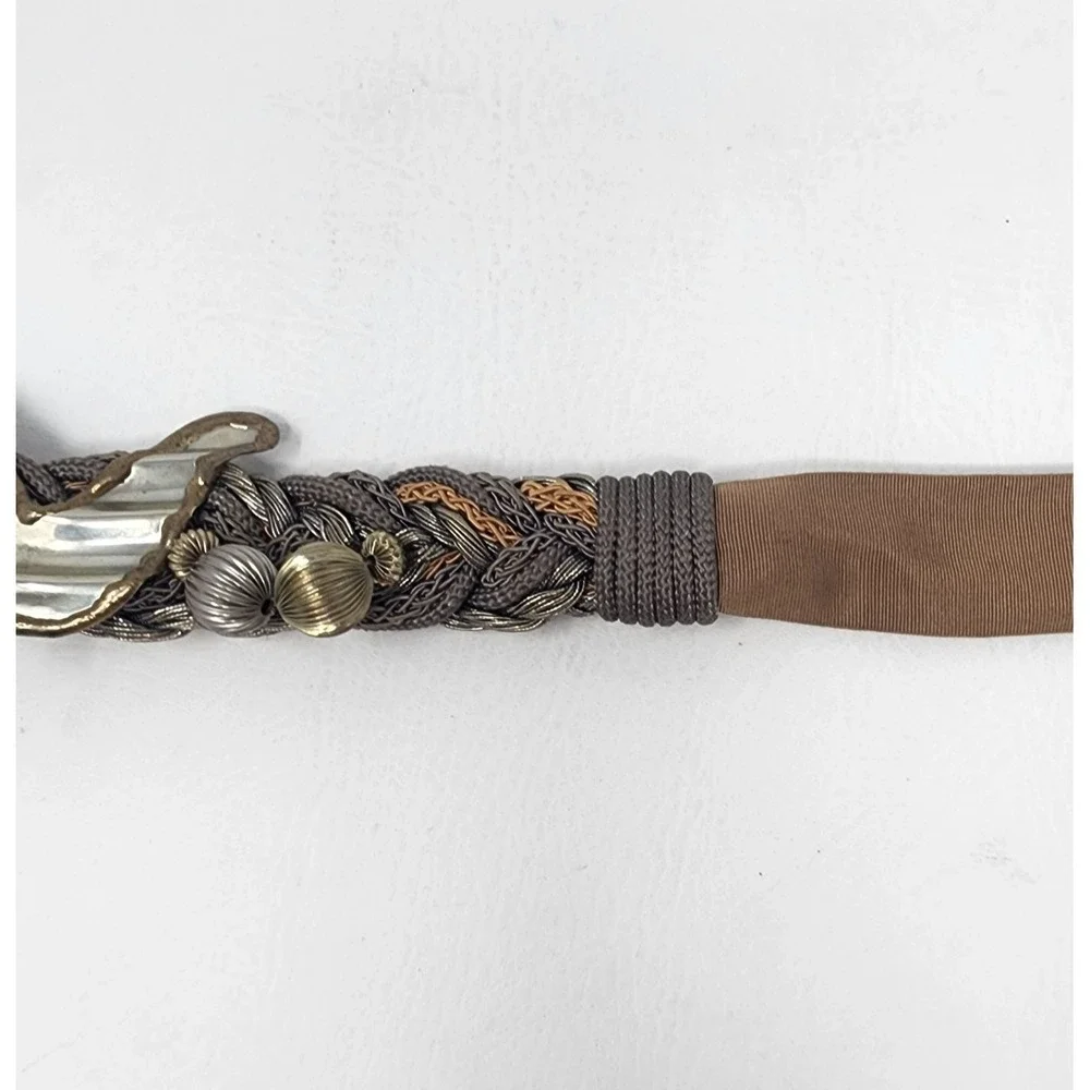 Vtg Carolyn Tanner Women's Braided  Adjustable Belt Metal Abstract Elephant 35